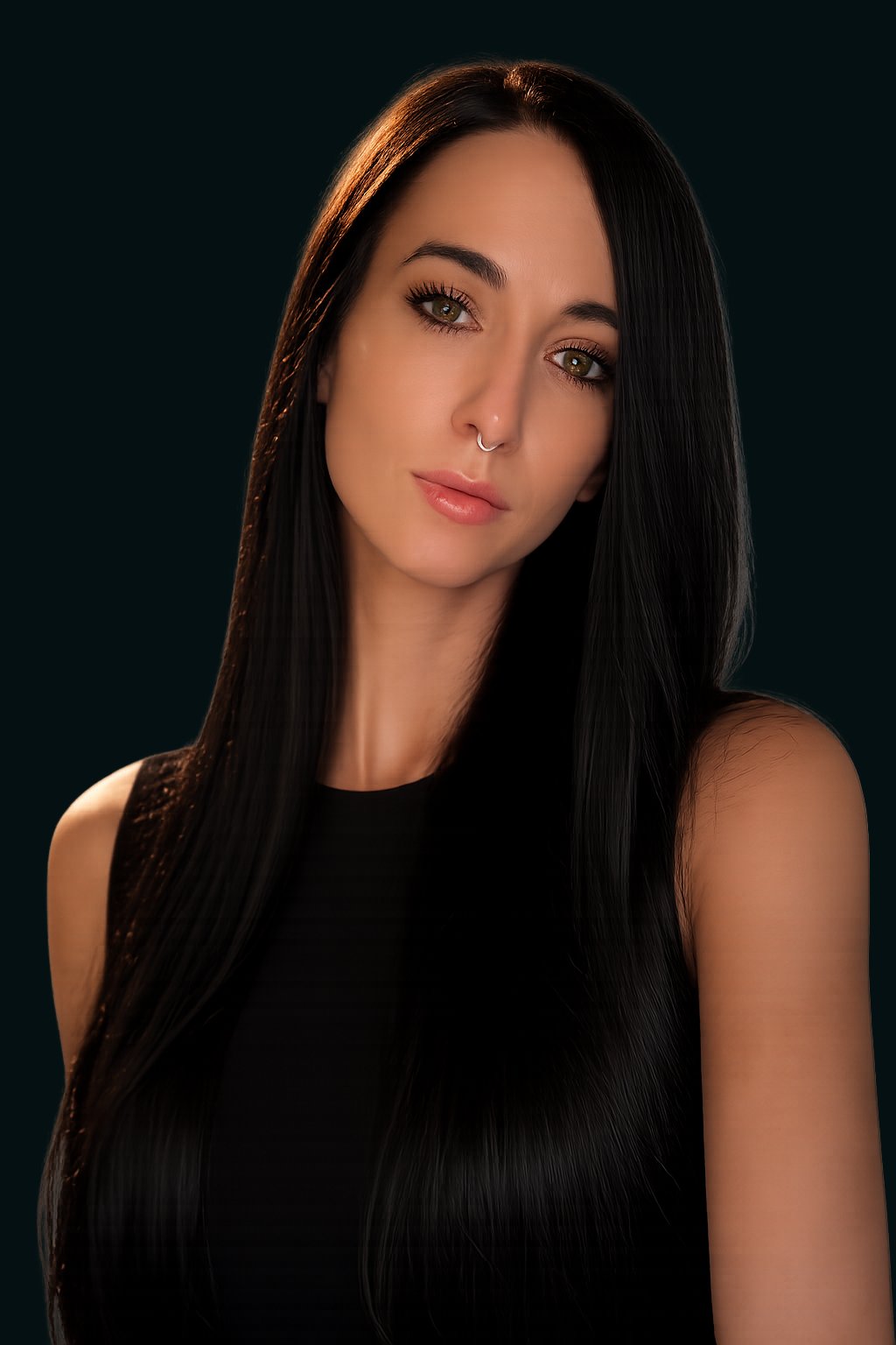 Sammi, founder and strategist of PrismForge Digital, photographed against a black background