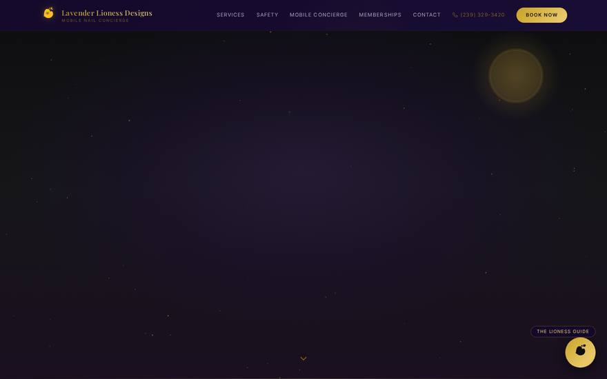 Screenshot of the Lavender Lioness Designs website